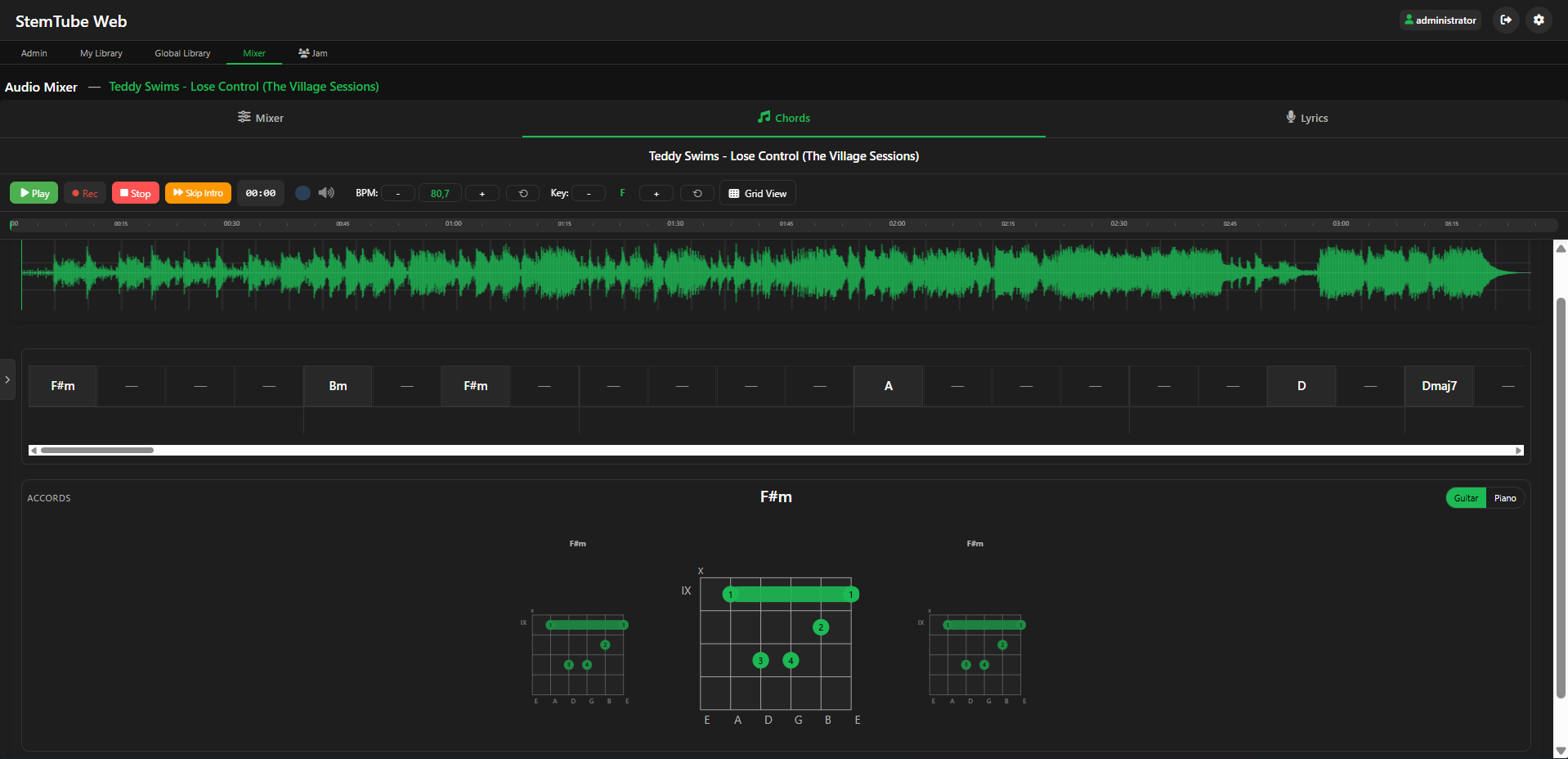 Chord detection with guitar diagrams