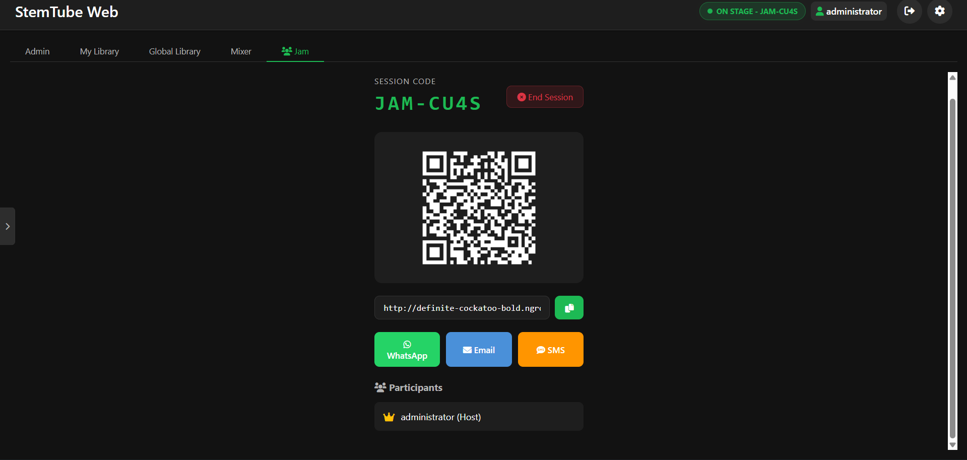 Jam session with QR code sharing