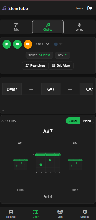 Mobile chords view